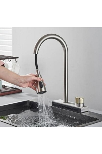 SanDonna Aster satin chrome kitchen faucet with pull-out shower