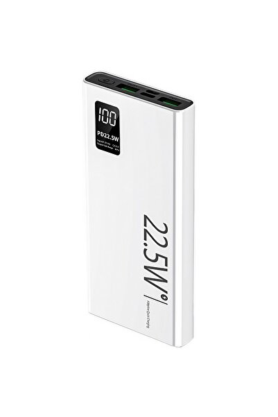 dalip Ultra-Thin Powerbank 10000 mAh, Digital Display, Type-C + 2x USB, 22.5W, White