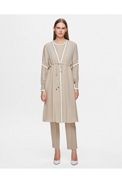 MISS DALIDA T25Y-6045 Yakası Çizgi Detaylı Kolsuz Cupro Tunik GREY