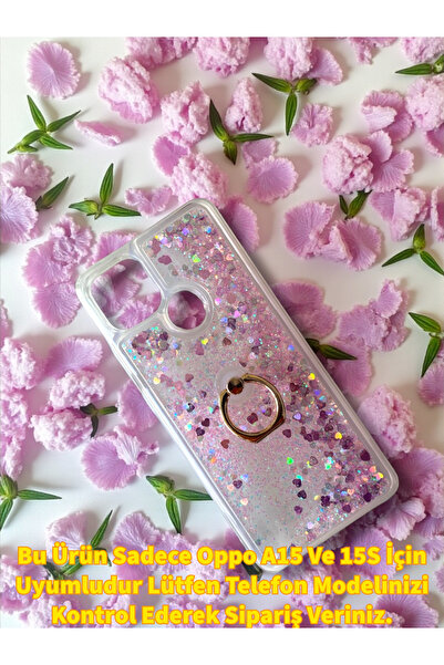 Merwish Oppo A15 Ve Oppo 15s Uyumlu Sulu Simli Yüzüklü Standlı Parlak Silikon...