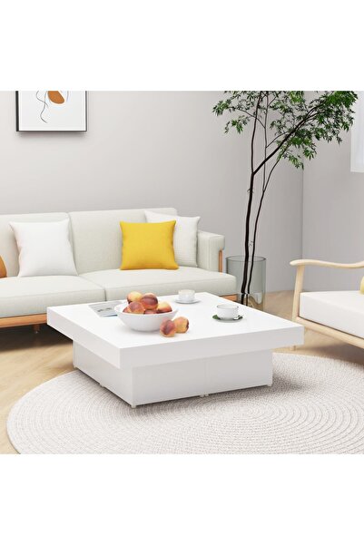 vidaxl طاولة قهوة بيضاء 90x90x28 سم من الخشب الهندسي