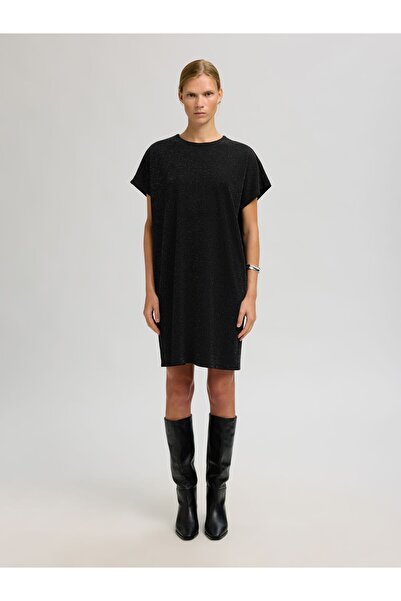 SELECTED Midikleid Glitzerndes Metallic