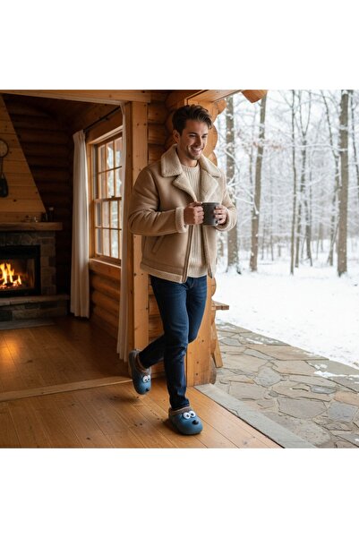 OEM Cute and warm slippers for men, waterproof, dog shape, 8158