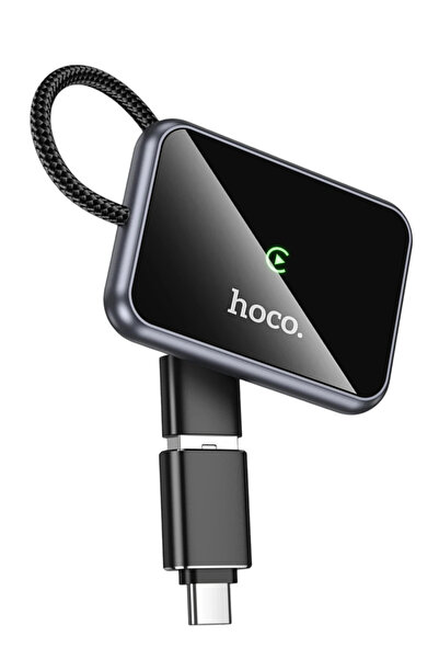 hoco. HU1 Way 2in1 Type-C to USB Dönüştürücülü Kablosuz CarPlay Adaptör - Siyah