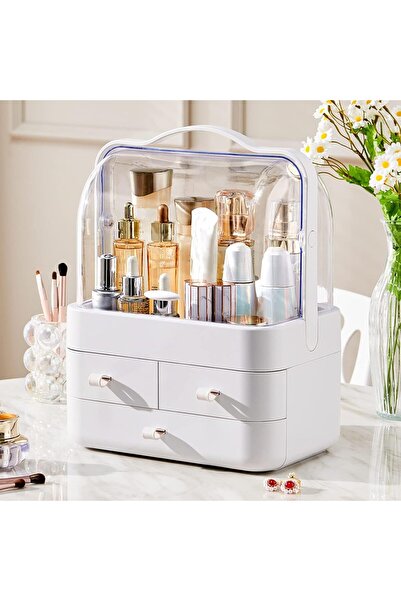 COOYA Makeup Organizer and Storage for Vanity with Lid and Drawers Countertop Waterproof and Dustproof