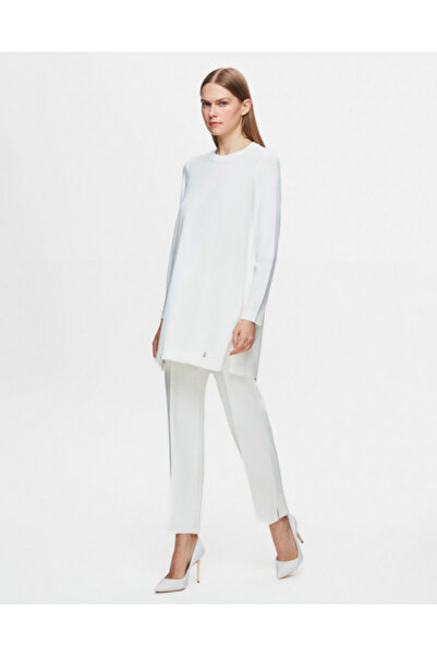 MISS DALIDA Uzun Kollu Basic Triko Ekru Tunik