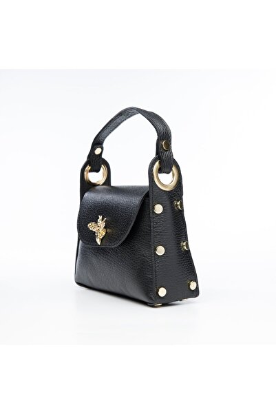 ElectraStore Geantă Piele Naturală Neagră Albină-ELC413