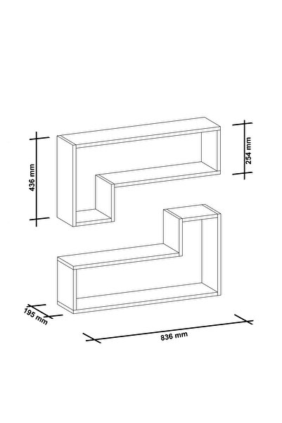UnicSpot Rafturi de perete Mira în formă de L, 83,6 x 19,5 x 80 cm
