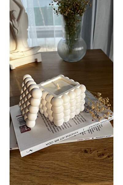 STELLA CANDLE WORKSHOP İp Fitilli Mum & Kapaklı Dekoratif Bubble Organizer Ta...