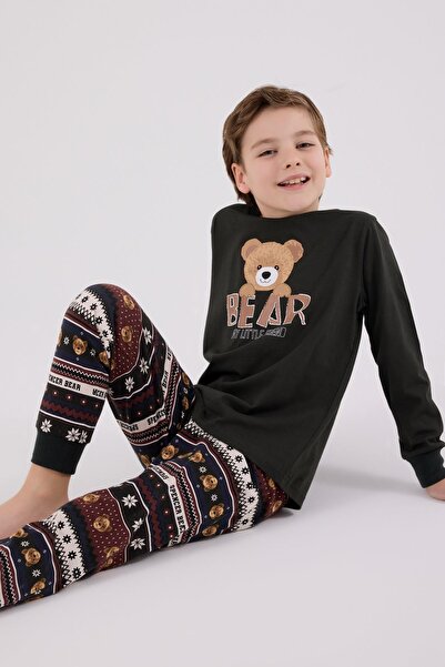 Arnetta Waiter Boy Child Family Bear My Little Friend 100% Cotton 4 Seasons Long Sleeve Pajamas Suit