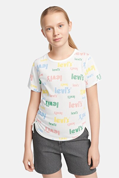 Levi's تي شيرت بأكمام قصيرة وشعار العلامة التجارية للبنات الصغار، متعدد الألوان