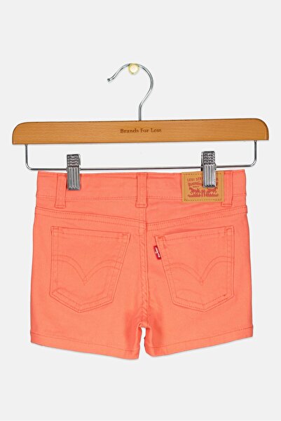 Levi's Toddlers Girl Embroidered Denim Shorts, Orange