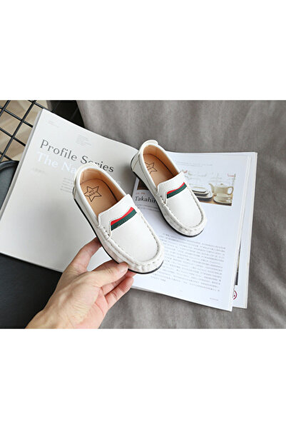 BebeNou Mocasini albi eleganți pentru băieți LIv358-1-SA48