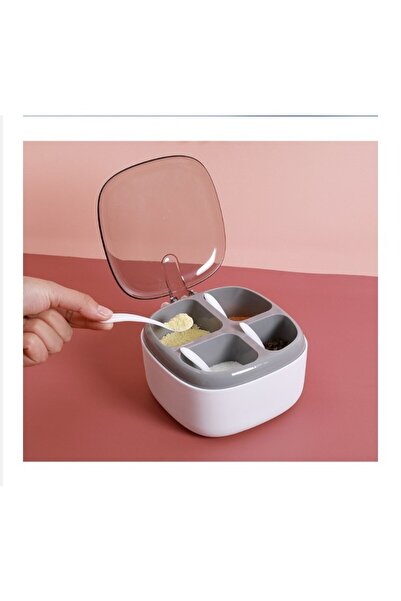 Flippy spice container, 4 compartments, 14x14x8 cm, white