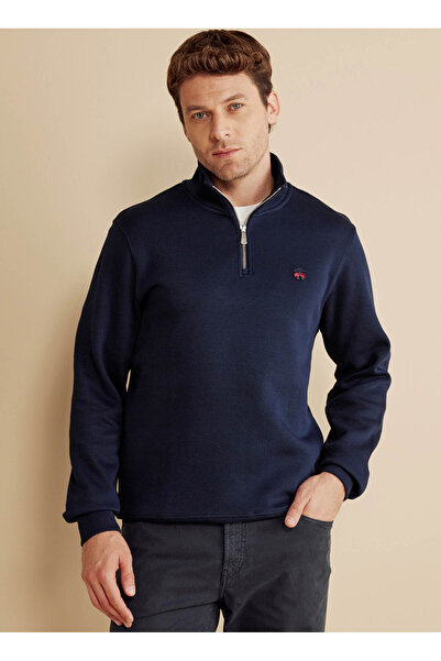 BROOKS BROTHERS Bato Yaka Lacivert Erkek Sweatshırt BBFW25MSW005