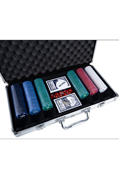 Gotel Professional Poker Set with 300 chips, briefcase, 2 decks of cards, 5 dice and DEALER chip