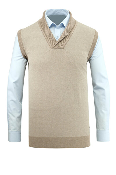 Çizgi Triko Men's Shawl Collar Knitwear Sweater with Dot Pattern Classic Fit - 5250H