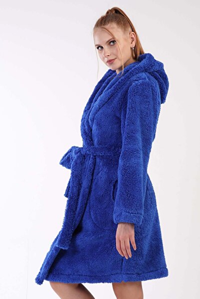 REN Women's Indigo Super Soft Welwelsoft Long Sleeve Short Dressing Gown with Cap