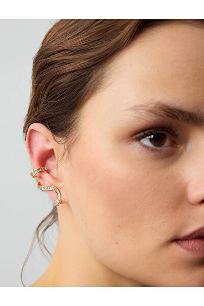 Jimmy Key Altın Rengi Yılan Figürlü Parlak Kıkırdak Küpesi