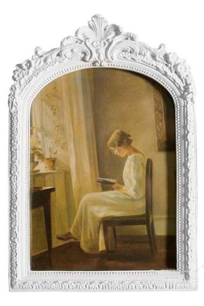 Generic European Retro Carved Resin Wall Hanging Photo Frame Decor - White