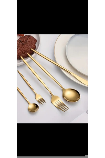 İlknur Home life Şık 30 parça altın paslanmaz çelik çatal bıçak takımı