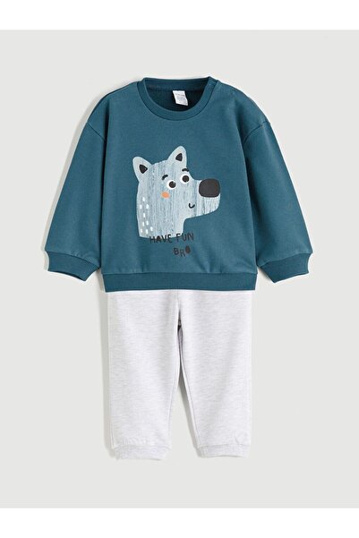 LC Waikiki Lcw Baby Long Sleeve Printed Baby Boy Sweatshirt and Pants Set 2-Piece