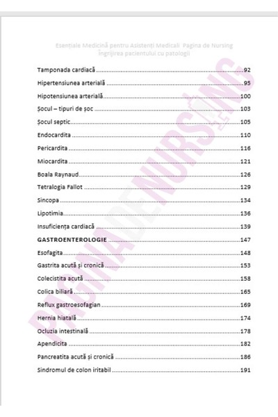 Pagina de Nursing Esențiale Medicină pentru Asistență medicală – Îngrijirea pacientului cu patologii