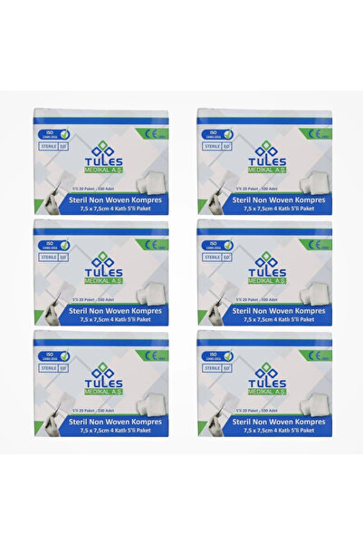tules Steril Non Woven Kompres 7,5 cm x 7,5 cm 4 Katlı (5’li Zarf) 100’lü Kutu - 6 Kutu