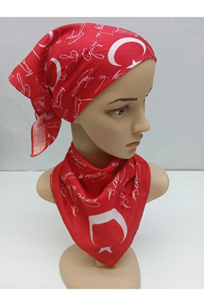 MODA Mineleşarp Turkish Flag Ataturk Signature Scarf for National Holidays, Size 50.50