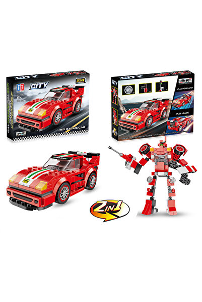 Gokidy Çek Bırak Dönüşebilen 2in1 Blok Arabalar - Kırmızı 200 Parça