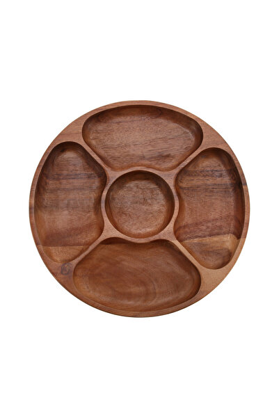 MG صينية فاكهة خشبية مستديرة (32 × 32 × 3.6) سم