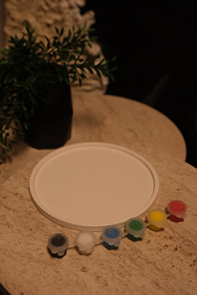 Psymera Hobi Atölyesi Taş Tozu Tabak Boyama Seti - Boya & Fırça Dahil - Okul & Çocuk & Hobi Etkinlikleri