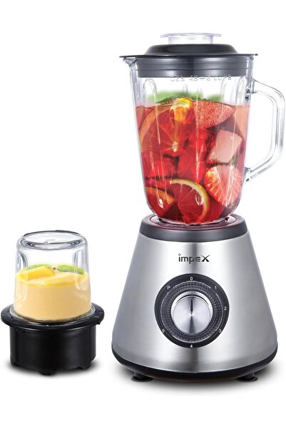 İMPEX 2-in-1 Countertop Blender & Grinder, 600W, 1.5L Glass Jar, 5 Speeds, Pulse, 2-Year Warranty (S