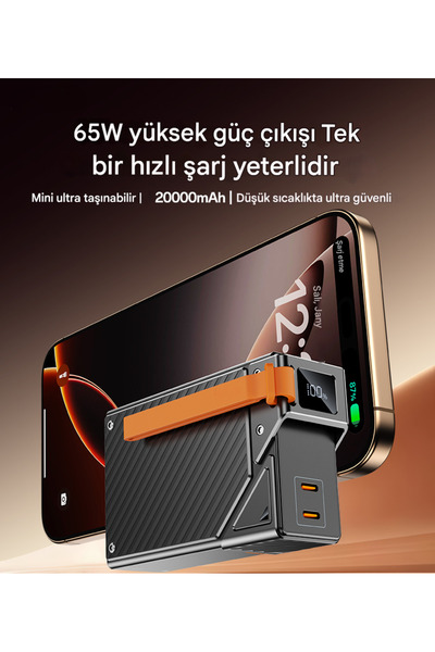 MATECHNO 20.000 mAh 65W Hızlı Şarjlı LCD Göstergeli Güç Bankası 2x Type-C Çıkışlı Powerbank