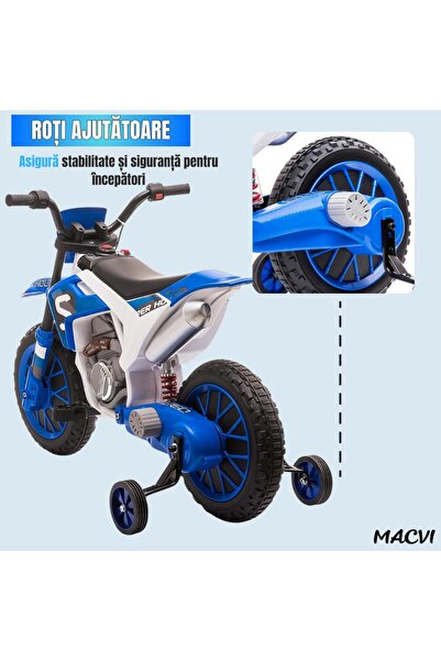 MACVI Motocicletă roșie cu roți de antrenament