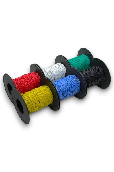 ELEKTROMALL 60 Metre, 30AWG, 6 Renk 6x10mt, Çok Damar Montaj Kablosu, Yumuşak Silikon Tel Kablo, Atlama Kablosu