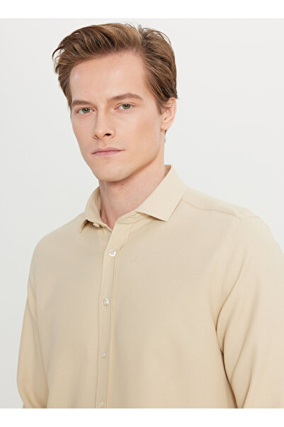 ALTINYILDIZ CLASSICS Tailored Fit İtalyan Yaka Bej Erkek Gömlek ACE020261600_BEJ