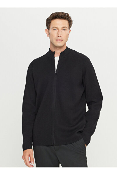 ALTINYILDIZ CLASSICS Mock Neck Standard Black Men's Sweater Ace049261273_Syh