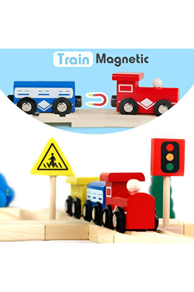 RCO Wooden train with tracks – 33-piece educational set for children