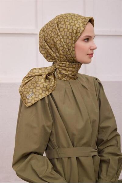 Belli Φουλάρι Tivil Pure Silk 4215 - 56 Χακί Πράσινο Γεωμετρικό Σχέδιο