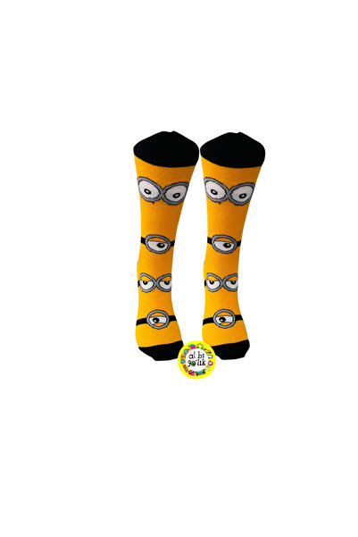 AL Bİ 90LIK Minion Rush Cartoon Character Patterned Cotton Socks