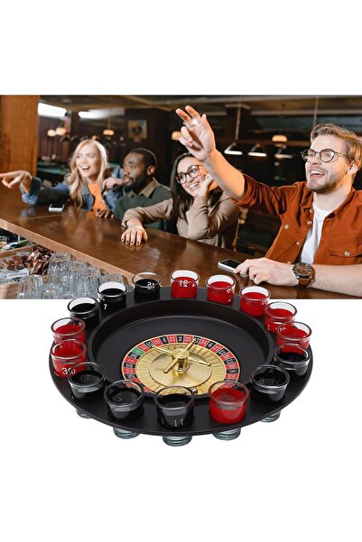 Flippy Drinking Game Roulette with Shot Glasses, Flippy, 30 cm, Red/Black, +18 Years