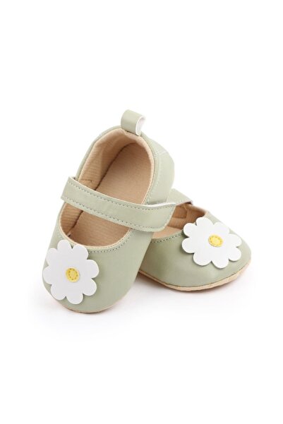 BebeNou Pantofi verzi pentru bebeluși cu flori CHBZ2249-2-VA3
