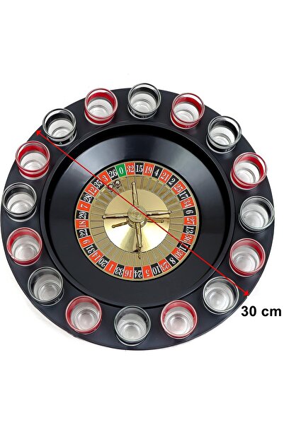 Flippy Drinking Game Roulette with Shot Glasses, Flippy, 30 cm, Red/Black, +18 Years