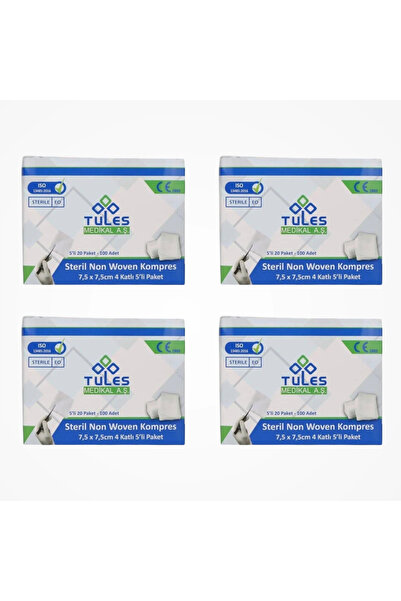 tules Steril Non Woven Kompres 7,5 cm x 7,5 cm 4 Katlı (5’li Zarf) 100’lü Kut...