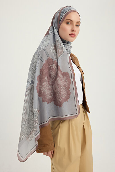 ipekistanbul Efilia Patterned Shawl - Mercan Garden - Mink