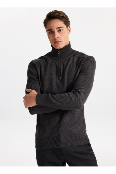 GMG FIRENZE Dik Yaka Regular Fit Antrasit Erkek Kazak GU25MFW04026