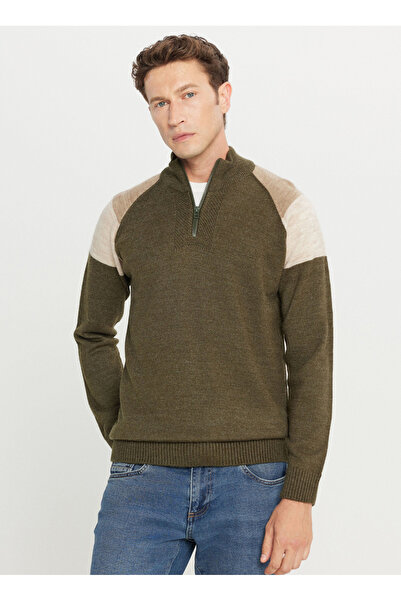 ALTINYILDIZ CLASSICS Bato Yaka Standart Bej - Haki Erkek Kazak ACE049261481_HAB