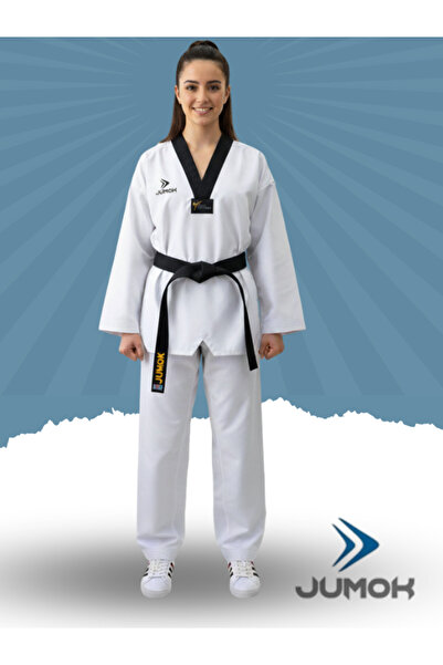 JUMOK فستان التايكوندو بياقة سوداء