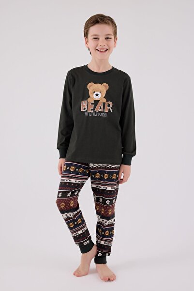 Arnetta Waiter Boy Child Family Bear My Little Friend 100% Cotton 4 Seasons Long Sleeve Pajamas Suit